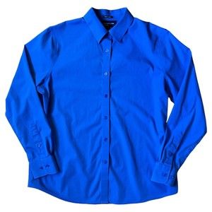 Jones New York Signature Men's Blue Button Up Shirt Stretch Long Sleeve M Medium